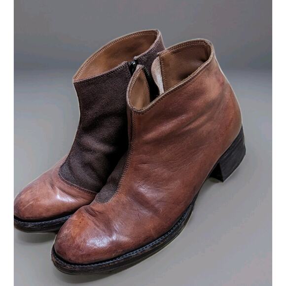Women's Kapital Japan Two Tone Short Brown Leather Ankle Boots Booties Sz 2 (8) - Picture 1 of 7